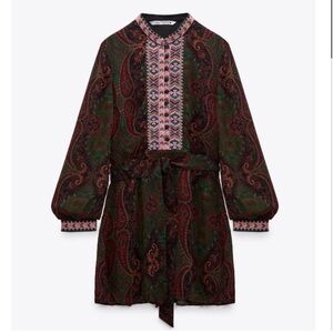 Zara ethnic tunic dress with embroidered front